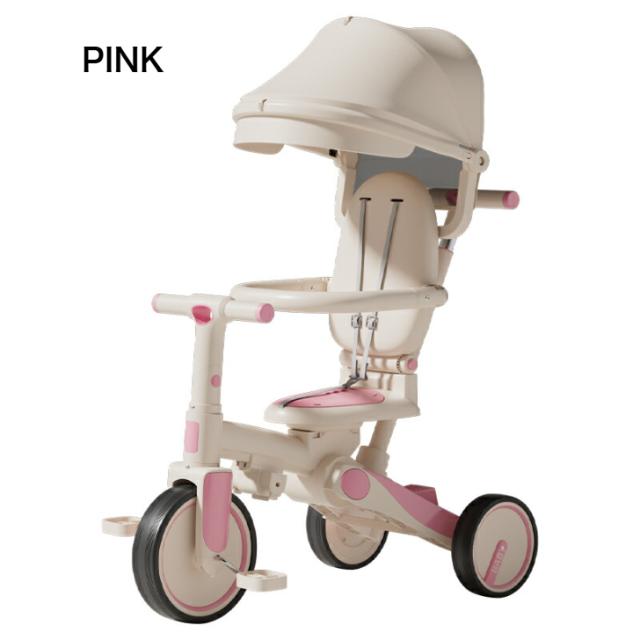 折りたたみ 子ども用三輪車 7in1 手押し棒付き 三輪車 レッド 子供用